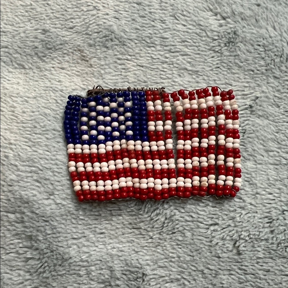 Patriotic Beaded Flag Pin